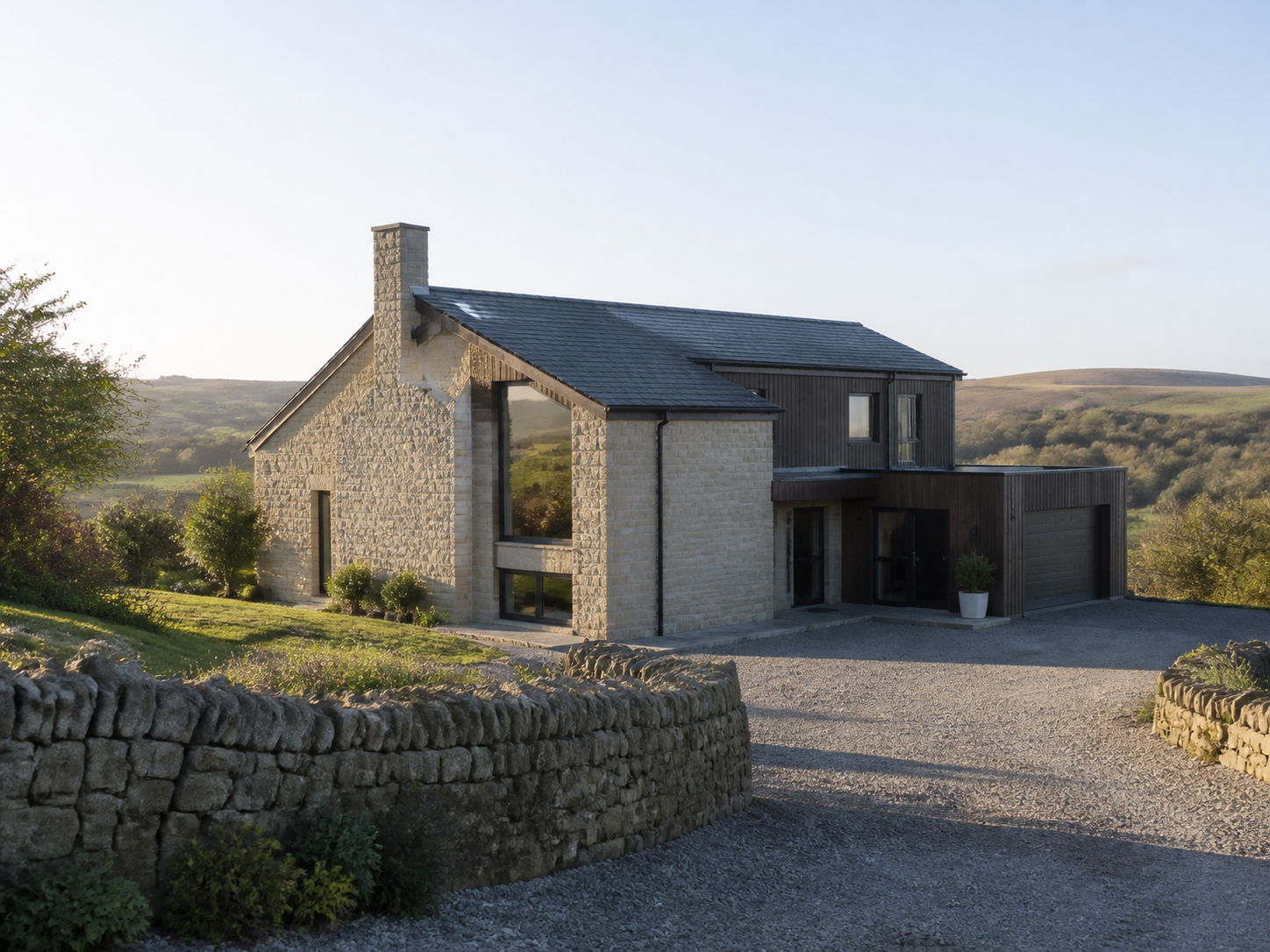 Contemporary new build set into a West Yorkshire hillside