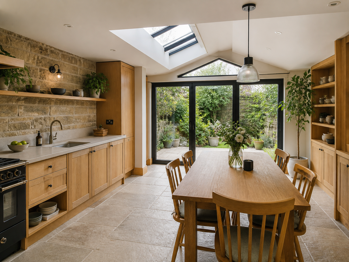 Open-plan kitchen extension interior in a Dewsbury home