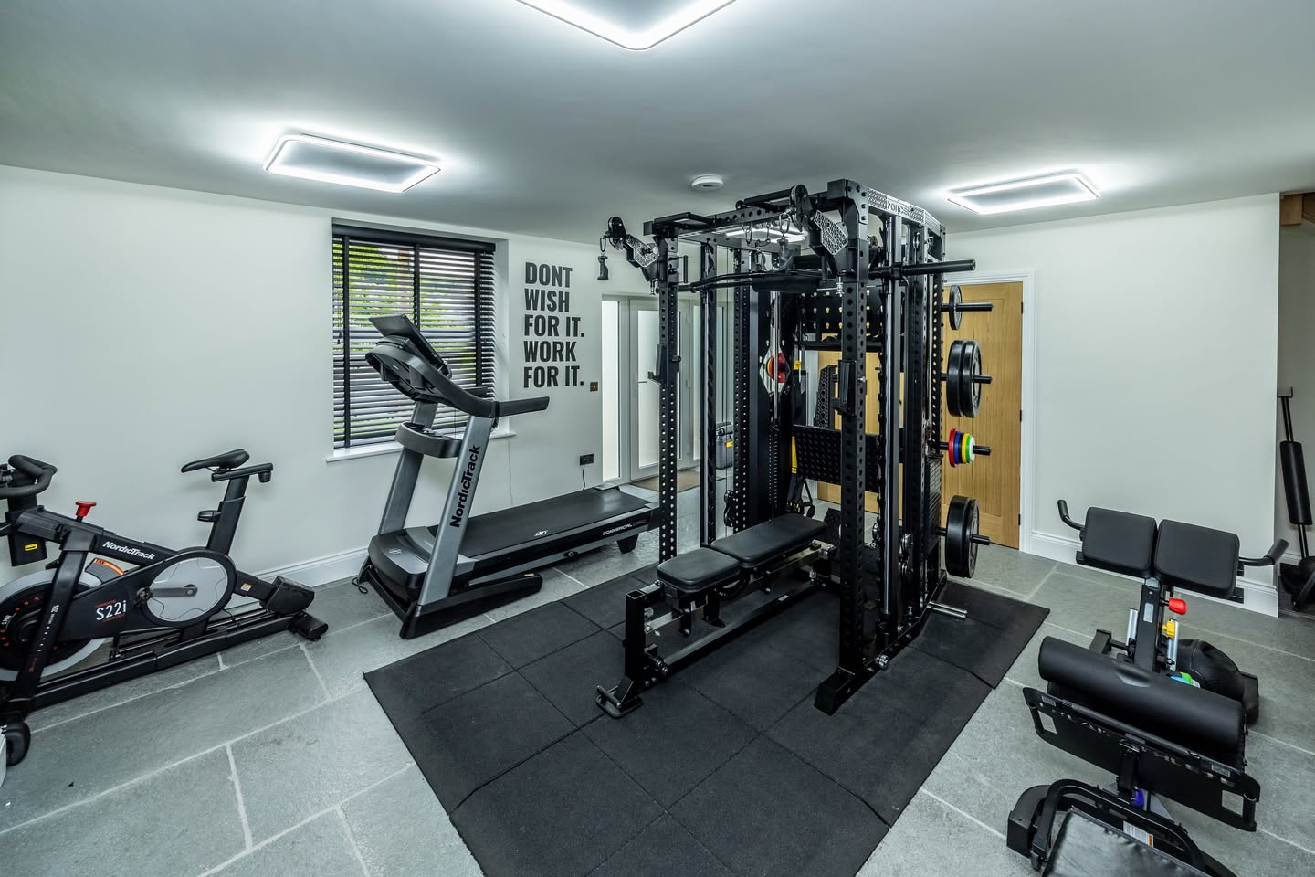 Completed basement home gym conversion in Huddersfield